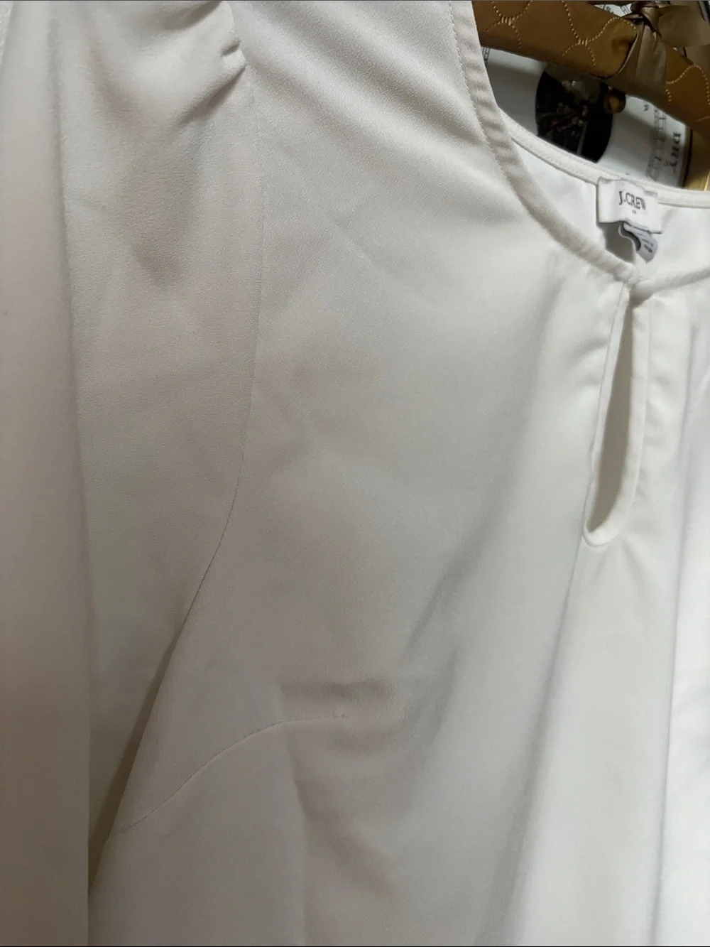 J. Crew Puff Sleeve Satin Back Crepe Top Women's Medium Keyhole Long Sleeve